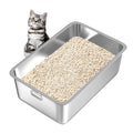 Stainless Steel Odor-Free Cat Litter Box with Handles