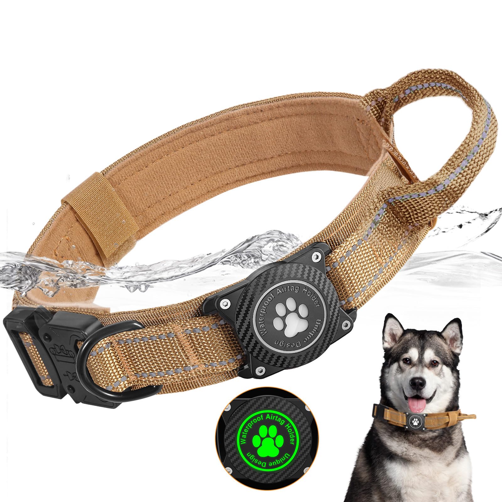 Tactical Nylon AirTag Dog Collar – Heavy Duty & Adjustable