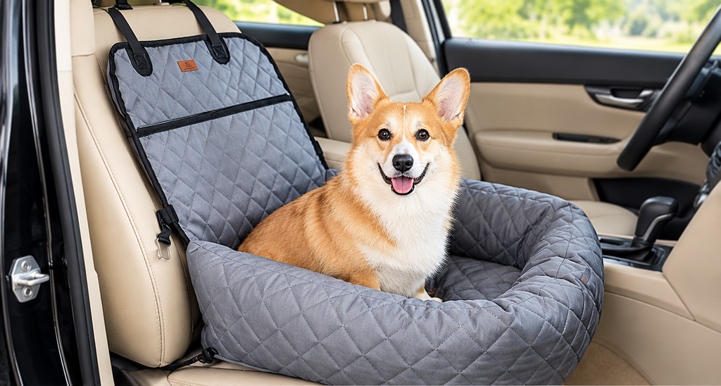 New Multifunctional Pet Car Bed with Thick Cushion– premium car travel gear for pets by Pet Haven Supply, side view
